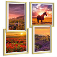 BILDER SET 4er Set - 50x50 cm & 40x60 cm Goldrahmen - Berglandschaft Rosslavendel - Goldfarben, Kunststoff (50/50cm) - TULUP