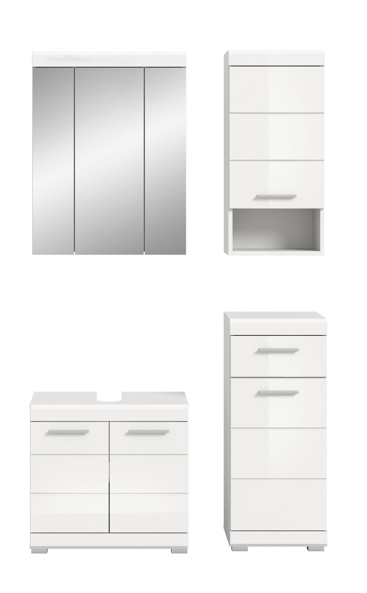 BADKOMBINATION 4tlg. Scout Bad in weiß Nachbildung und weiß hochglanz B/H/T: 112x191x34 cm - Weiß, Holz (112/191/34cm)