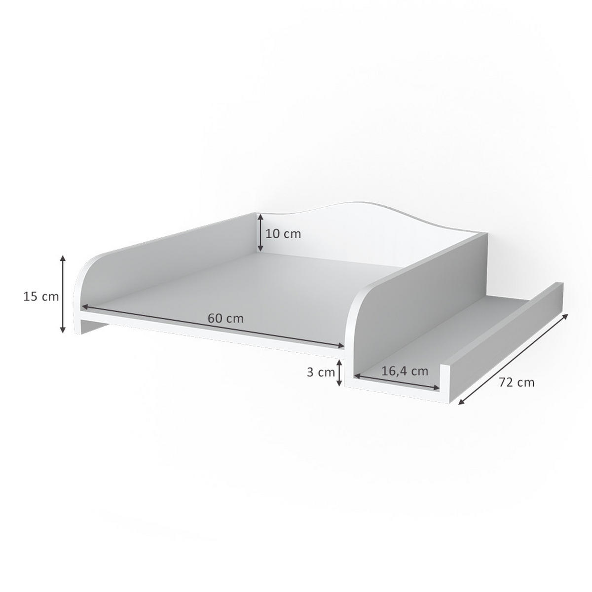 WICKELAUFSATZ Weiß 83.2 x 72 cm auf Waschmaschine - Weiß, Holzwerkstoff (83.2/15/72cm) - Vicco