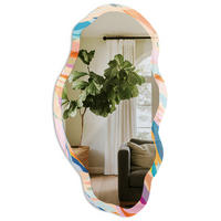SPIEGEL 90x45 cm asymmetrisch mit Druck - Farbenfrohe Abstraktion - Transparent, Glas (45/90/0.4cm) - TULUP