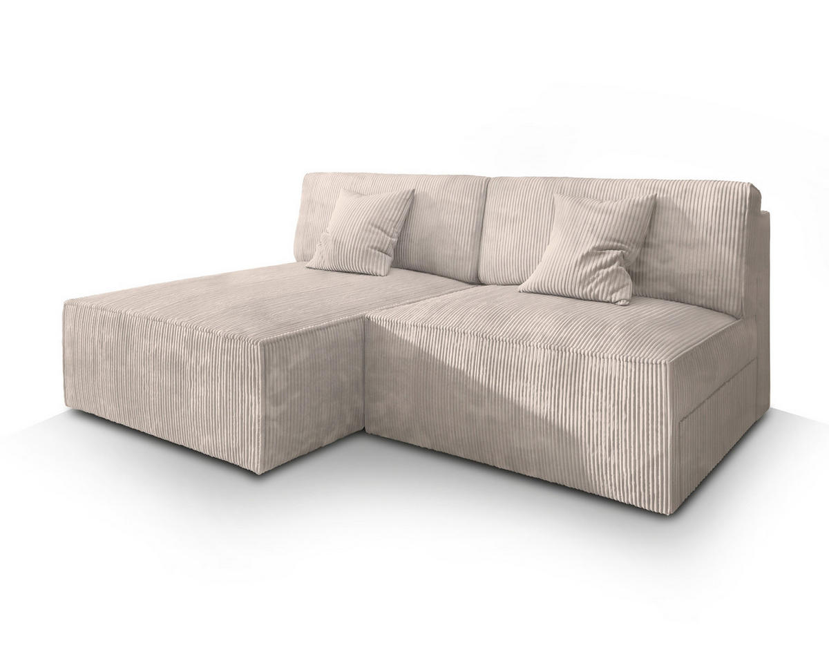 ROHOVÁ SEDAČKA FIORO krémová - šedá/krémová, dřevo/textil (204/148cm) - MASSENO