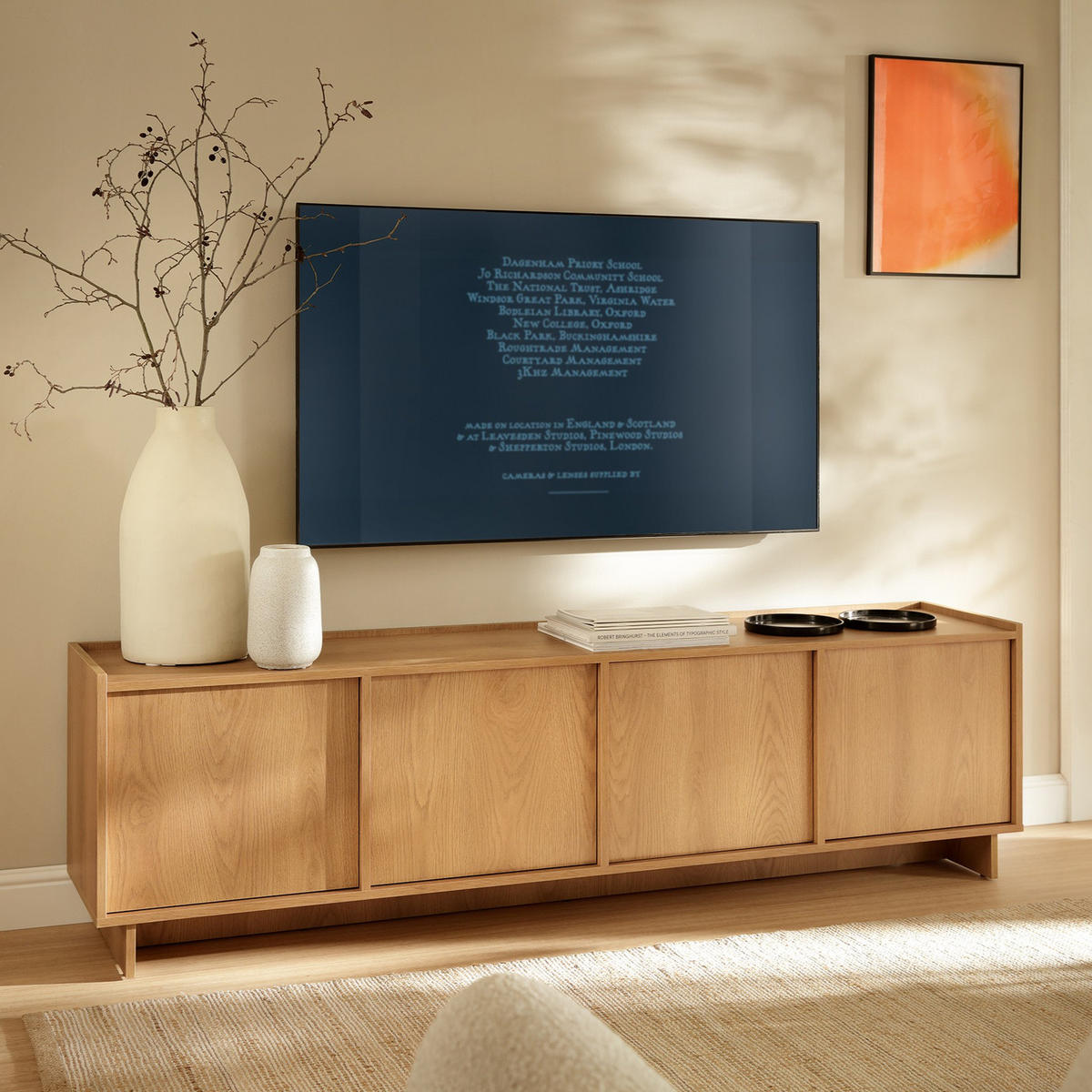 TV-LOWBOARD SUNA 195 cm (Karamell Eiche, Push to Open) - Eichefarben, Holz/Holzwerkstoff (195/55/39cm) - Ravio