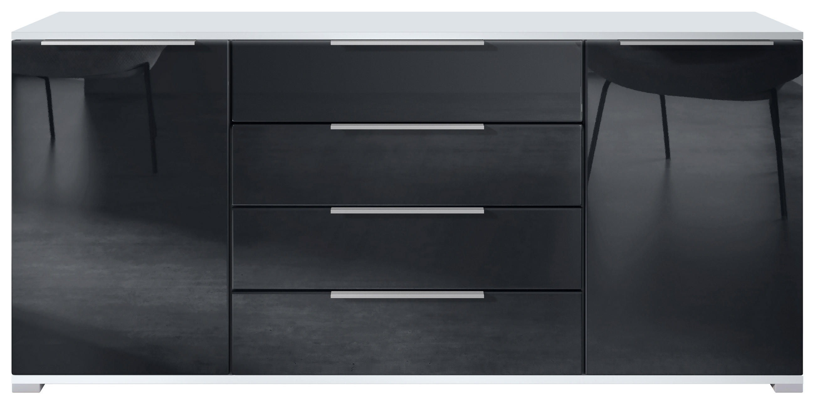 Vladon Sideboard Schwarz Hochglanz 166.5x75.5x35 cm