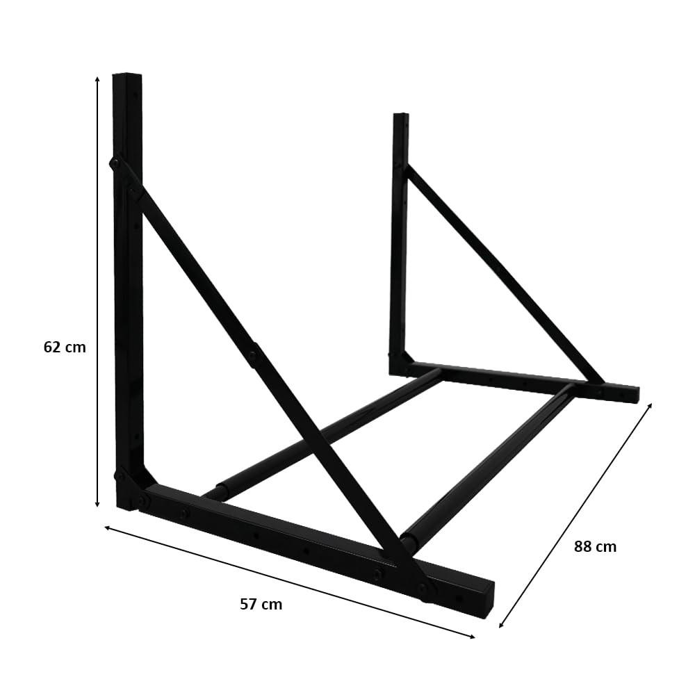 REIFENREGAL Carrero für Wandmontage 62x88-122x57 cm bis zu 5 Reifen klappbar Schwarz - Schwarz, Metall (122/62/57cm) - PROREGAL