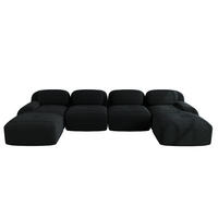 MODULÁRNÍ rohová pohovka černá z manšestru s ergonomickým tvarem - černá, textil (178/388cm) - OKWISH