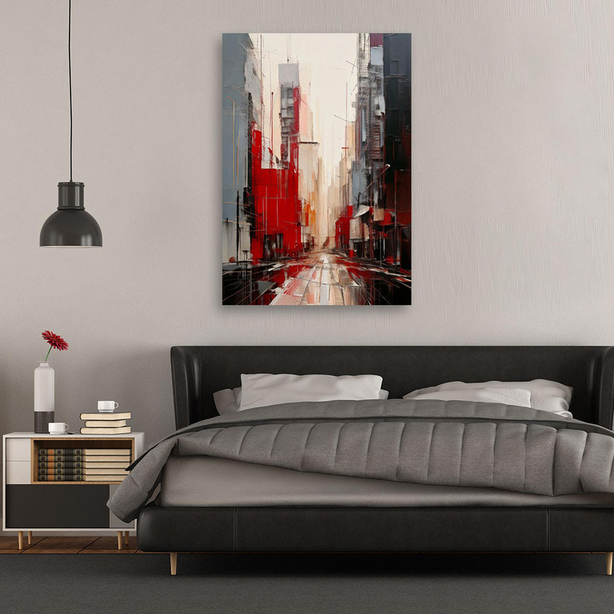 LEINWANDBILD Abstraktion 70x100cm - Rot, Textil (70/100cm) - Feeby