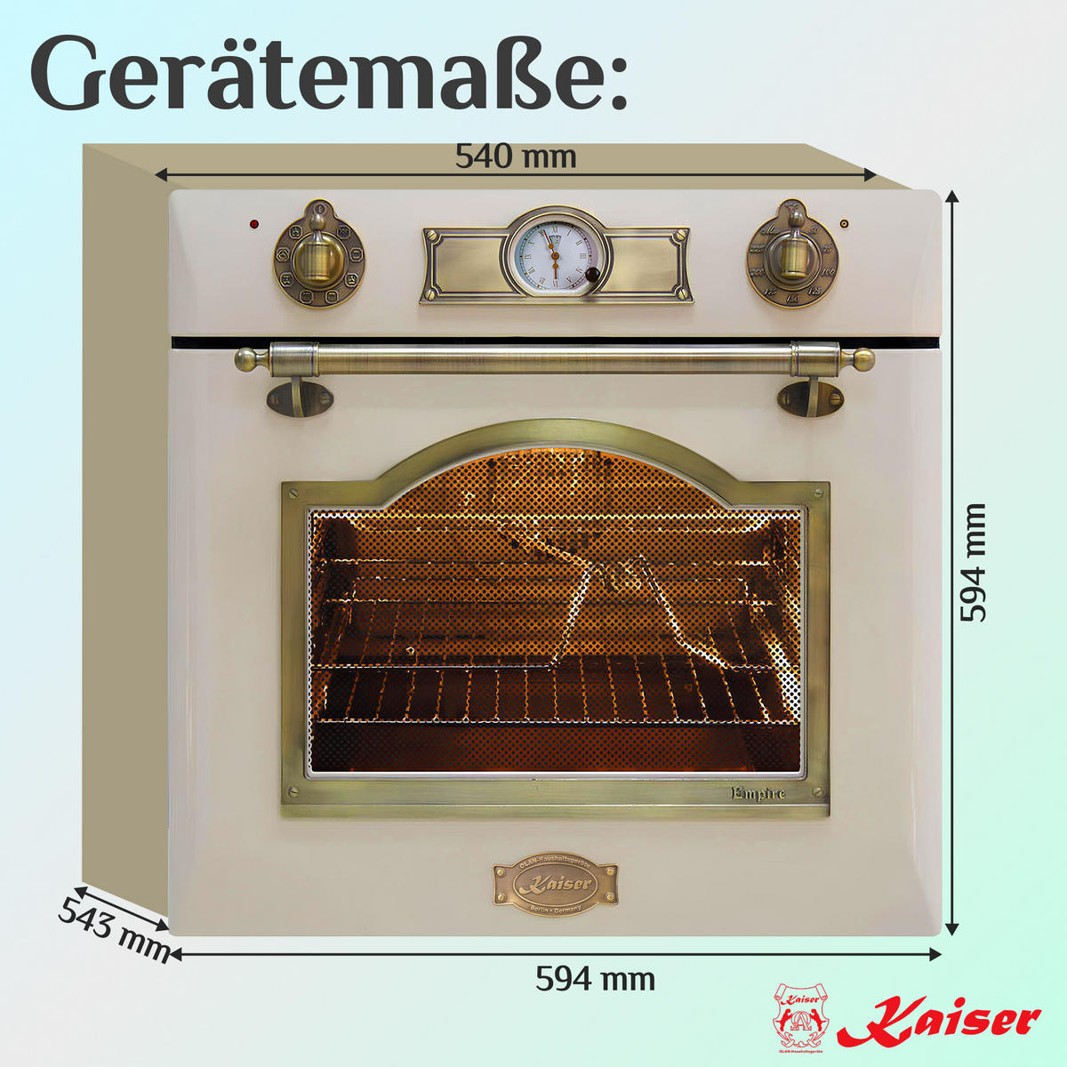 EINBAU-BACKOFEN EH 6355 ElfEm, Elfenbein, 60cm - Creme, Metall (59.4/59.4/56.6cm) - Kaiser