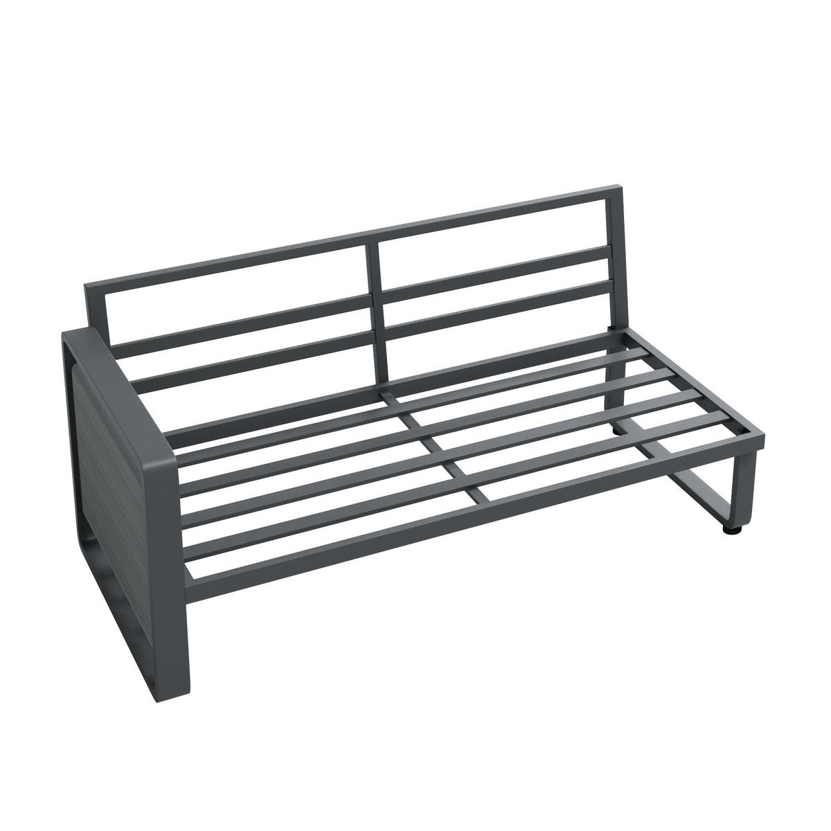 LOUNGEGARNITUR aus Metall & wasserabweisendem Stoff Grau mit verstellbaren Füßen - Grau, Metall - Modfu