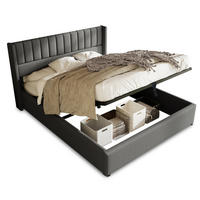POLSTERBETT 180/200 cm Grau aus Leinen mit Bettkasten - Grau, Textil (180/200cm) - OKMYHOME