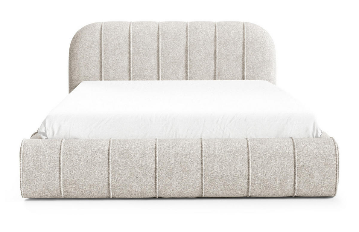 POLSTERBETT 140x200 Lunea, Samt, Metallrahmen, Bettkasten, Creme - Creme, Holz/Textil (140/200cm) - Emporius