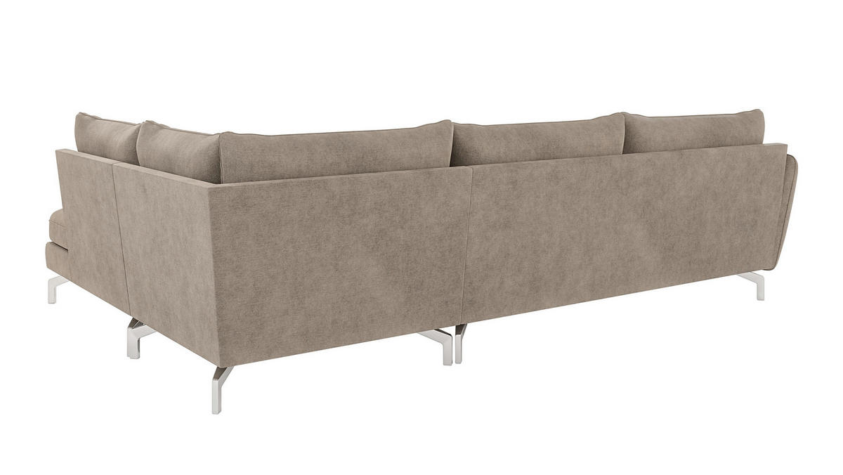 ECKSOFA Elou Dunkelbeige Microfaser - Chromfarben/Beige, Holz/Textil (277/200cm) - S-Style Möbel