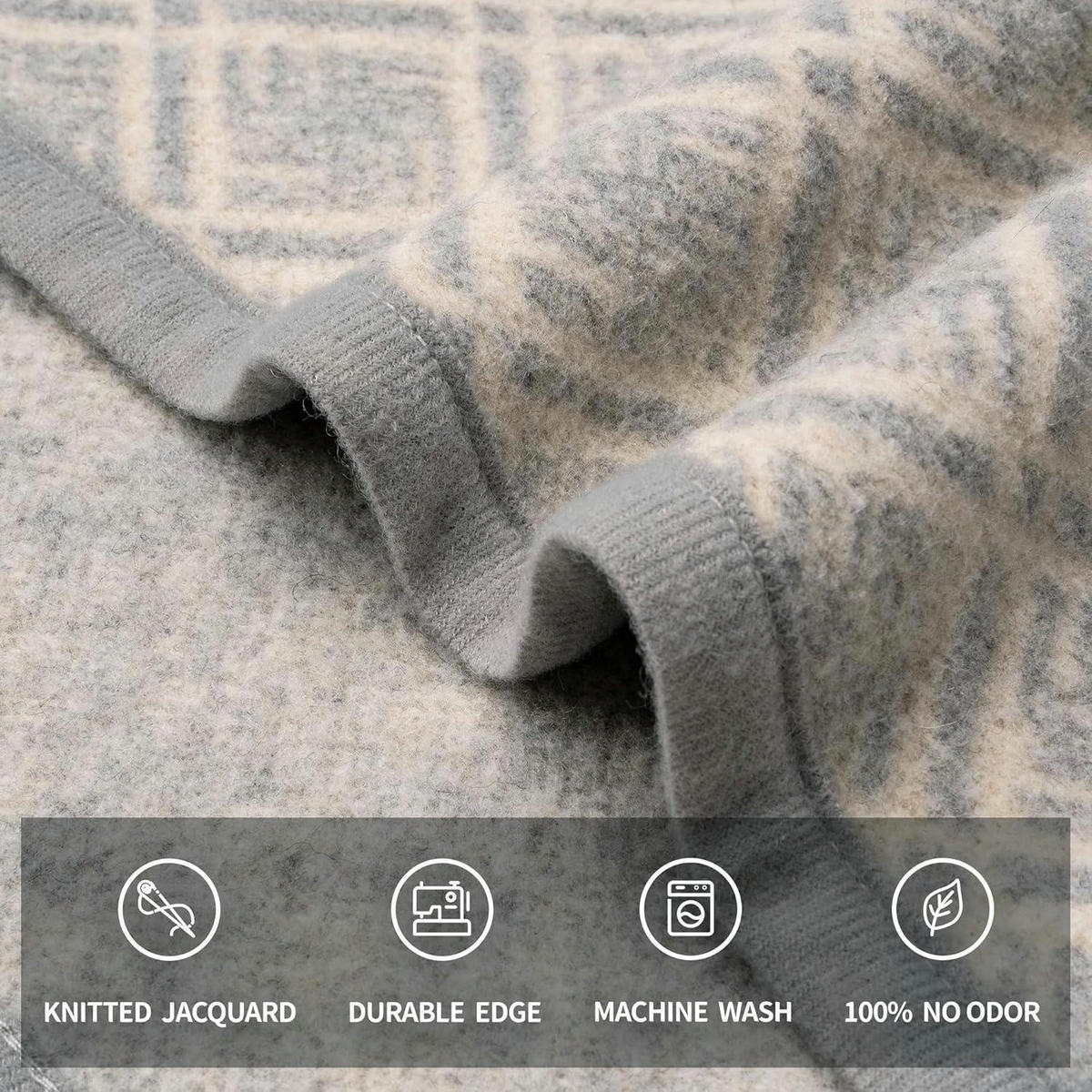 DECKE Merinowolle Kariert Grau 160 x 200 cm - Multicolor, Textil (160/200cm)