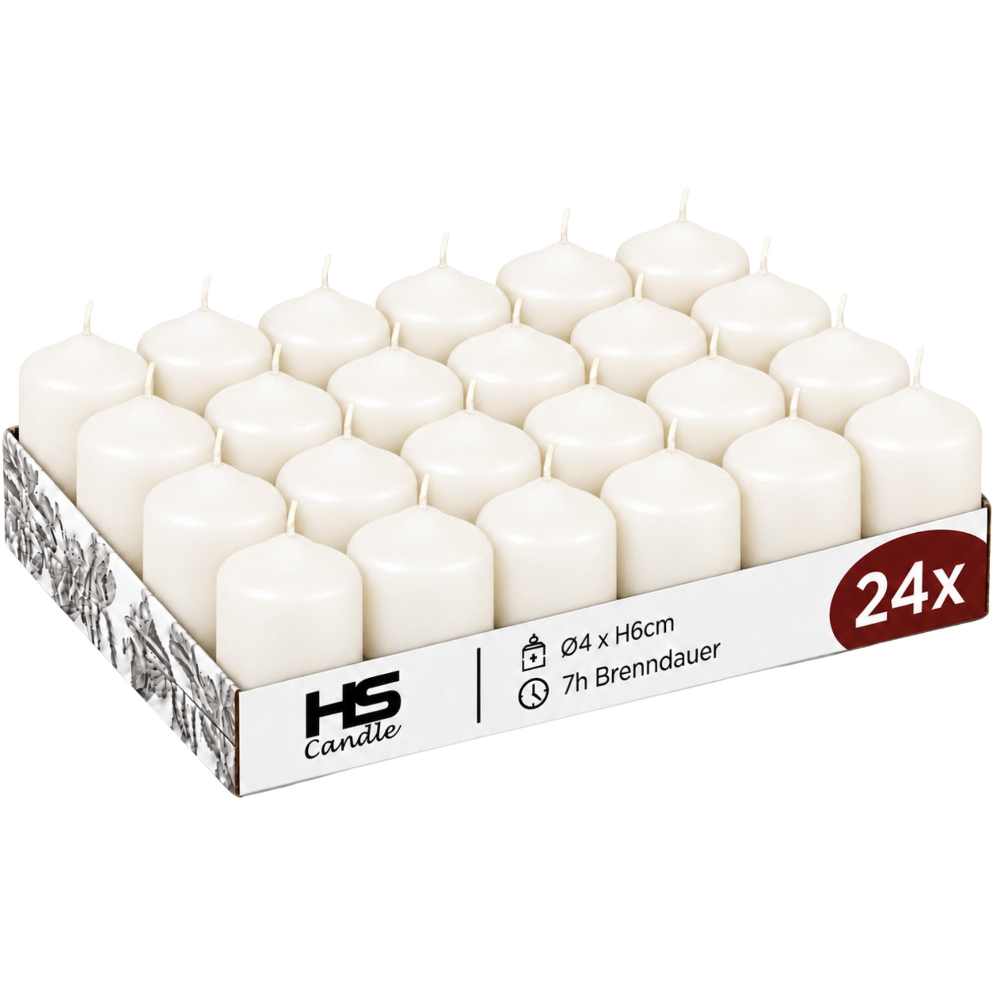 STUMPENKERZEN Ø4xH6 cm Creme 24er-Pack - Creme, Naturmaterialien (4/6cm)