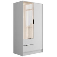KLEIDERSCHRANK mit Spiegel und Flügeltüren KOLIN 100x200cm Weiß/Weiß - Weiß, Holzwerkstoff (102/200/51cm) - ALTDECOR