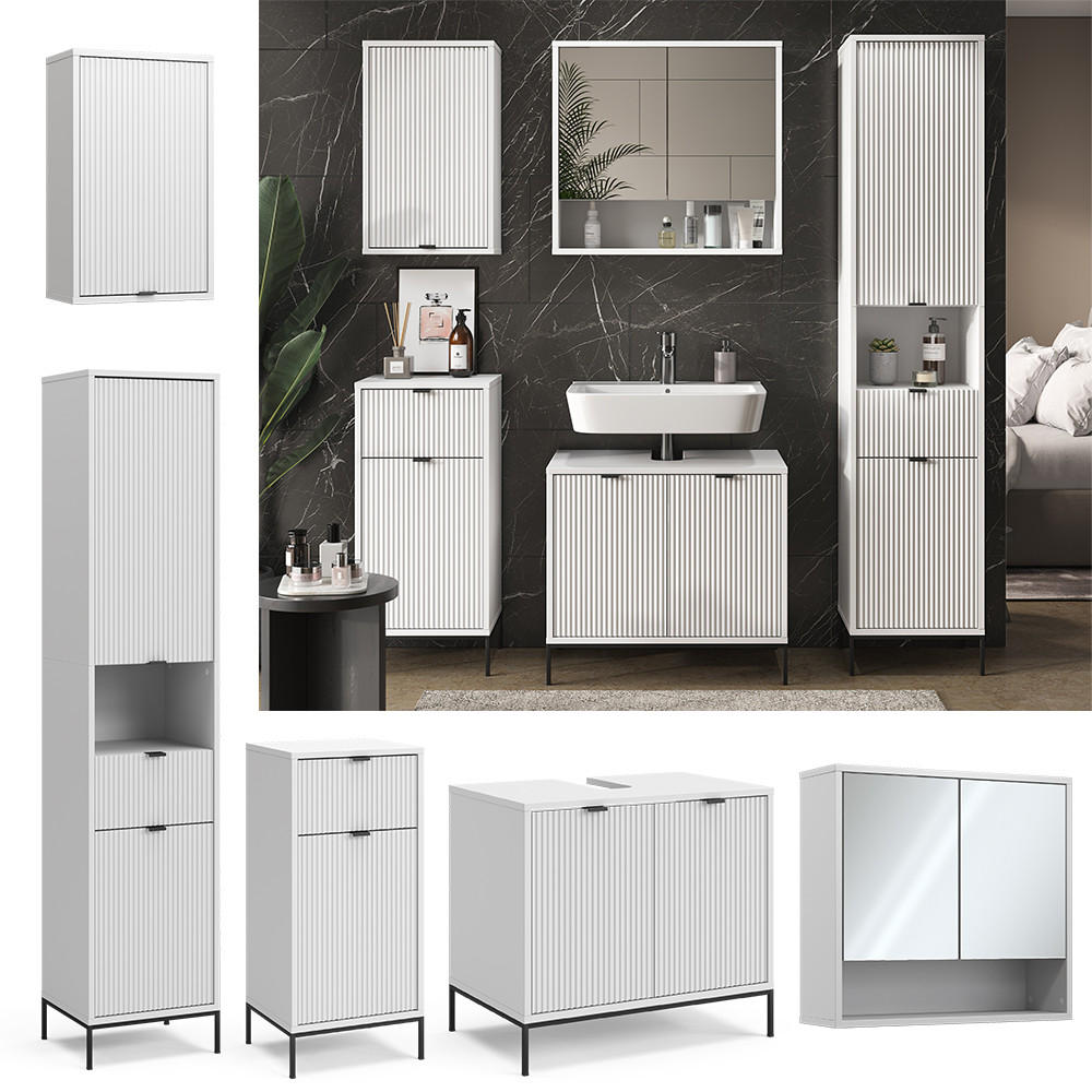 BADMÖBEL-SET Eliza Weiß 5 Teile - Weiß, Holzwerkstoff (70/63/45cm) - Vicco