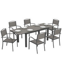 GARTENMÖBEL SET 7-teilig DE-09916 Holzoptik - Grau, Metall - ComfortXL