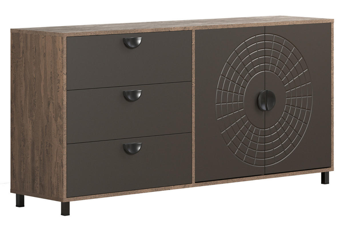 SIDEBOARD Bronze und Rostoptik 176 cm, Kommode mit Soft-Close - Rostfarben/Schwarz, Holzwerkstoff/Metall (176/86/42cm) - Top.Furn