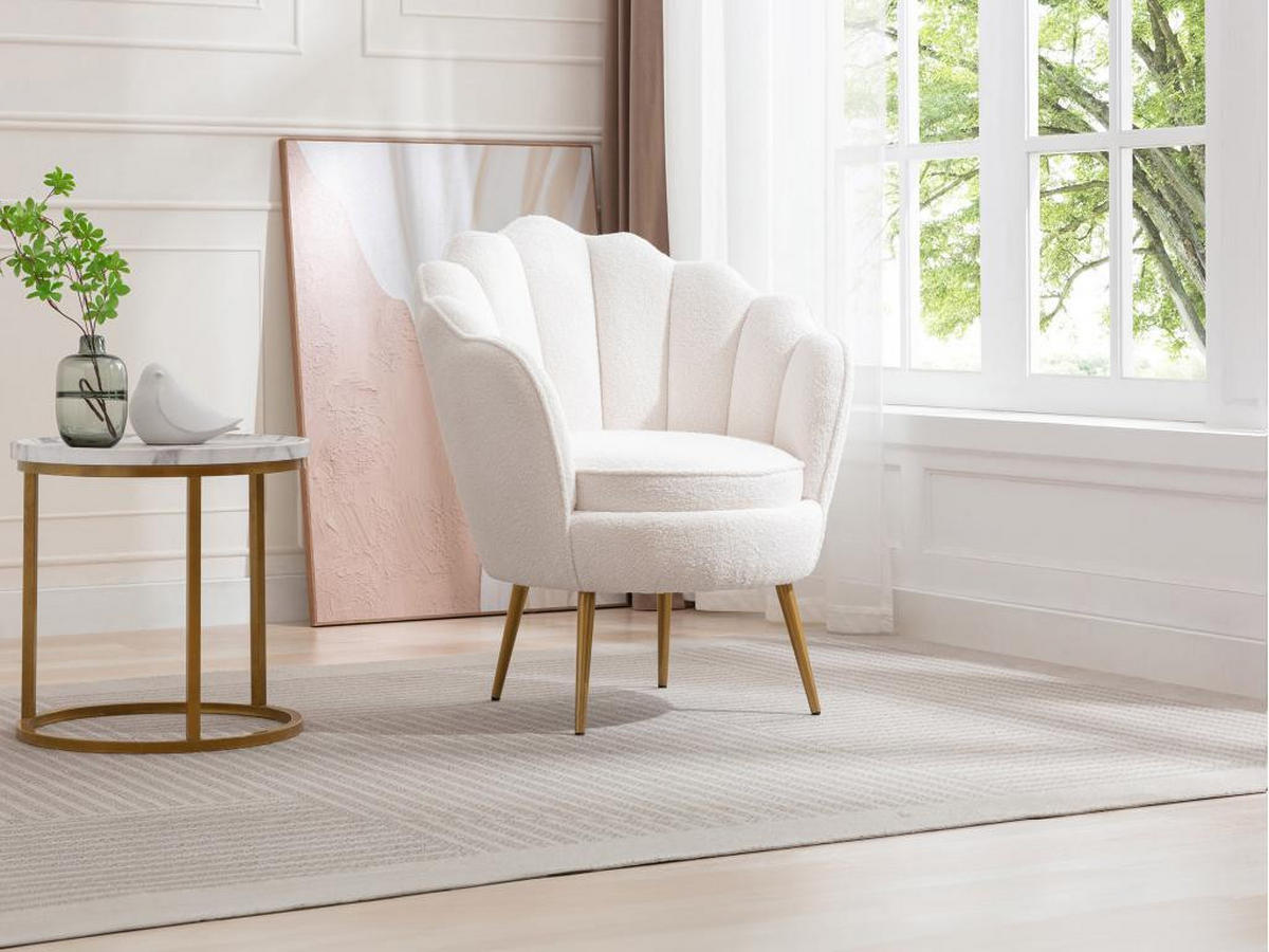 MUSCHELSESSEL - Bouclé-Stoff - Weiß - LALEA - Weiß, Textil (73/88/76cm) - Vente-Unique