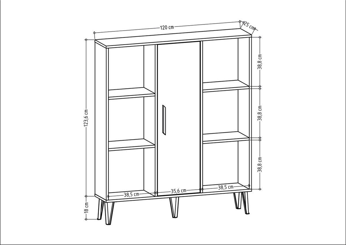 BÜCHERREGAL Peoria Eiche - Eichefarben, Holzwerkstoff (25/141.6/120cm) - Decorotika