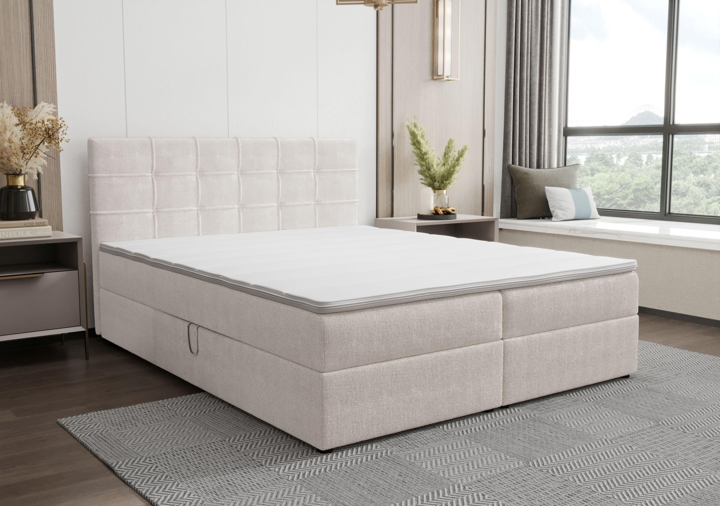 BOXBETT KIDA mit Matratze H3, Bonell und Topper 120x200 Curio 02 - Creme, Textil (120/200cm) - Bedante
