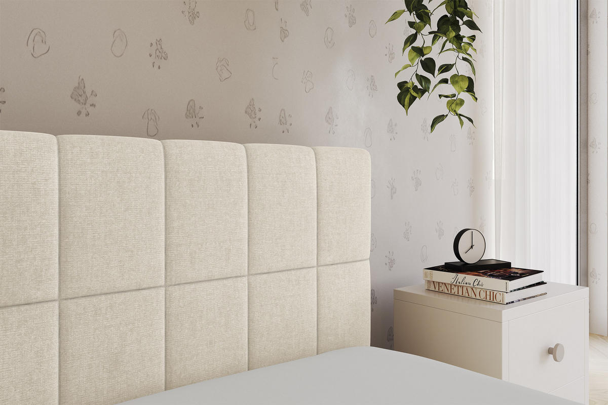 EINZELLBETT Jugendbett mit Bettkasten, Links - TULY 90x200 Beige - Beige, Holzwerkstoff/Textil (90/200cm) - ALTDECOR