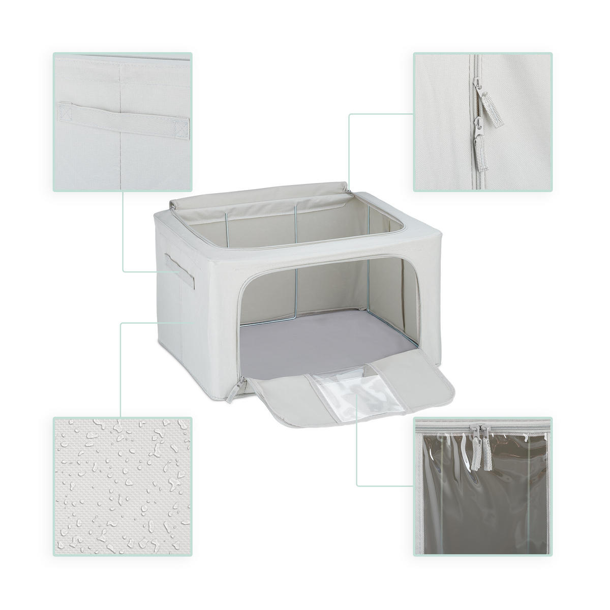 SÚPRAVA na uskladnenie - sivá, kov/textil - Relaxdays