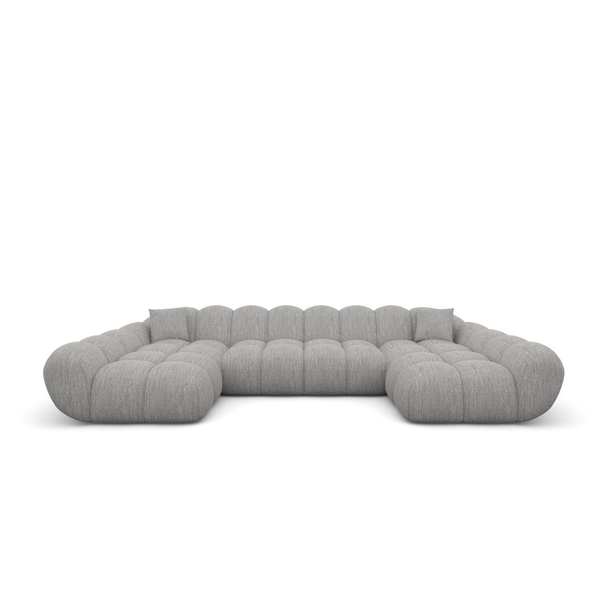 WOHNLANDSCHAFT Liva Hellgrau Strukturstoff U-Form XXL Studio - Hellgrau, Textil (330/70/160cm) - VAROYAL