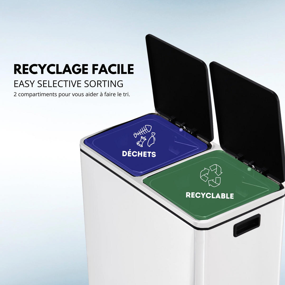 ABFALLEIMER MAJOR weiß - Weiß, Metall (36/65/60cm) - Kitchen Move