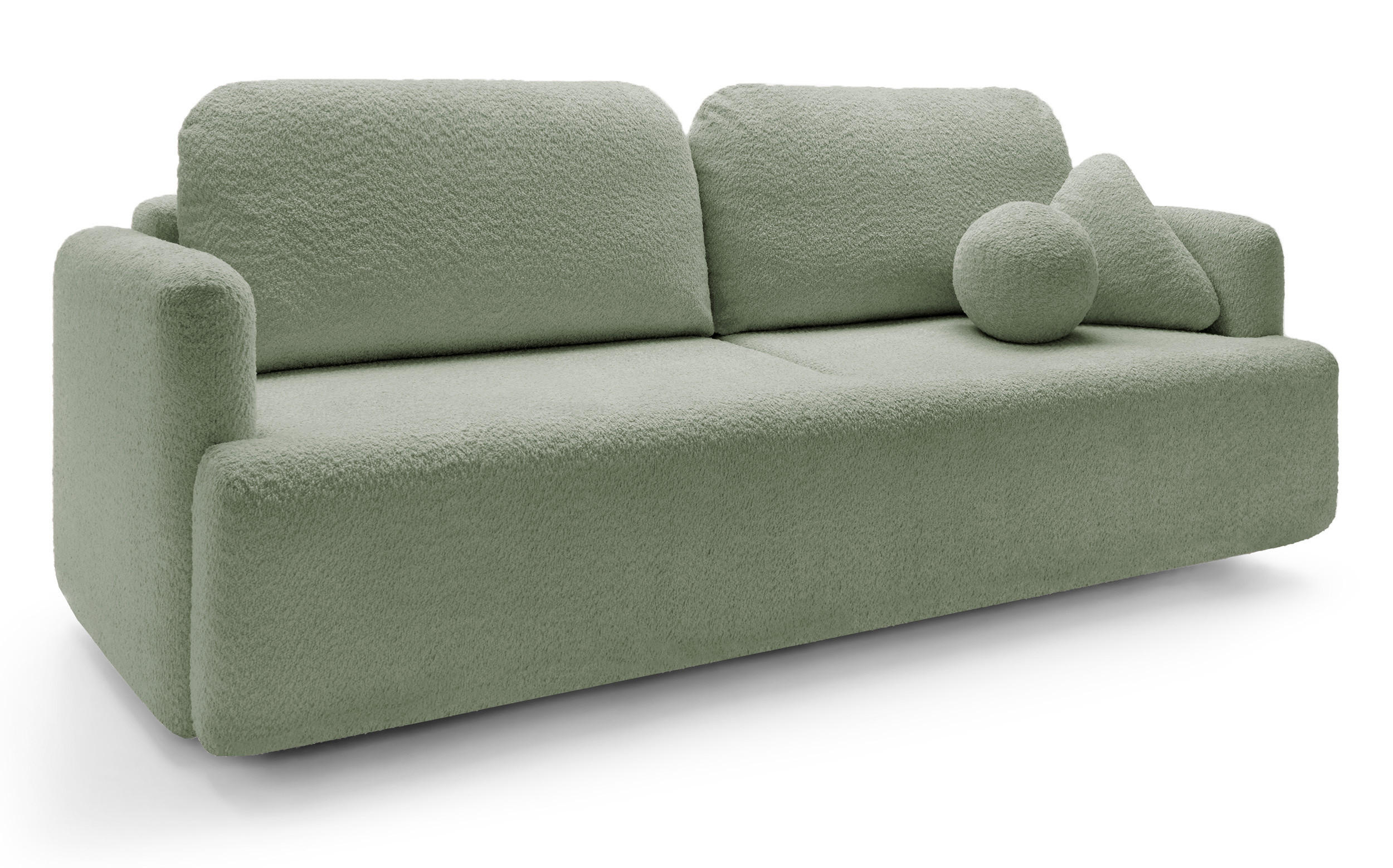 SCHLAFSOFA Lambina Salbeigrün Boucle - Salbeigrün/Schwarz, Kunststoff/Textil (227/92/104cm) - Selsey