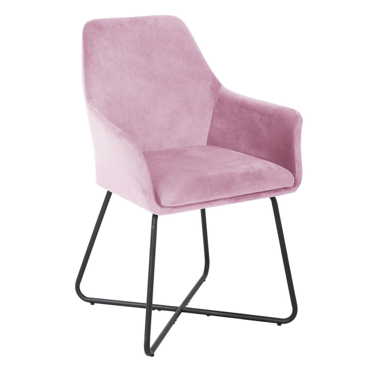 ESSZIMMERSTUHL JOSIE Dining 2er Set Samt Rosa - Pink/Schwarz, Textil (59/88/58cm) - SVITA