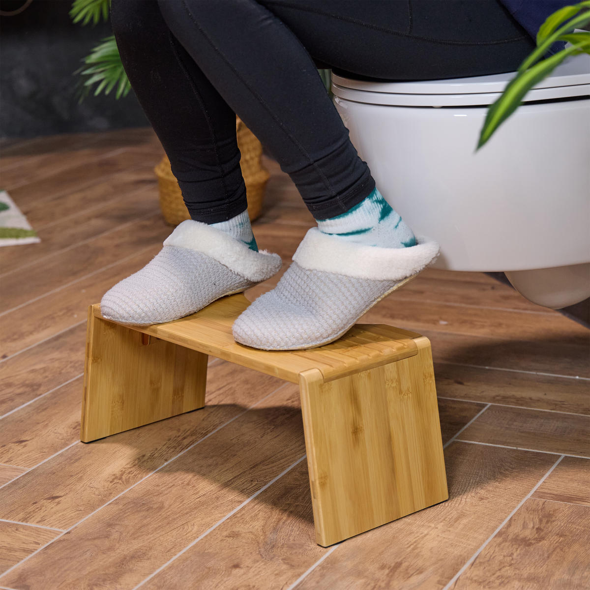 TOILETTENHOCKER - Hellbraun, Holz/Kunststoff (48.5/19/20cm) - Relaxdays