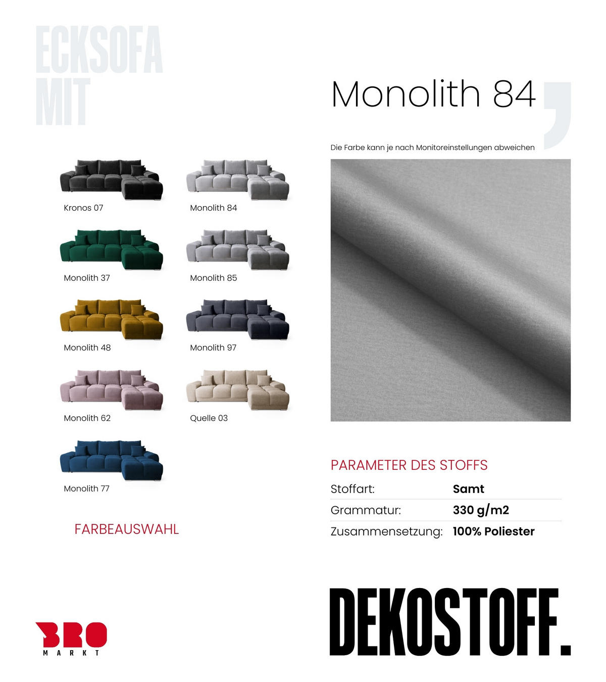 ECKSOFA Nubes mit Schlaffunktion Grau Plüsch - Silberfarben/Grau, Kunststoff/Textil (290/180cm) - Bromarkt