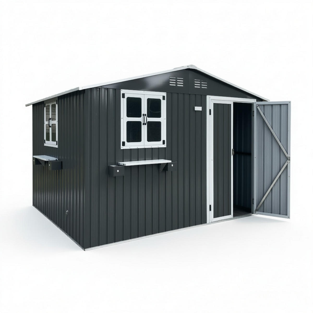GERÄTEHAUS 295/243.6/199.9 cm Anthrazitgrau (7,19 m²) - Anthrazit, Metall (255.4/199.9/313.1cm) - Oxeza
