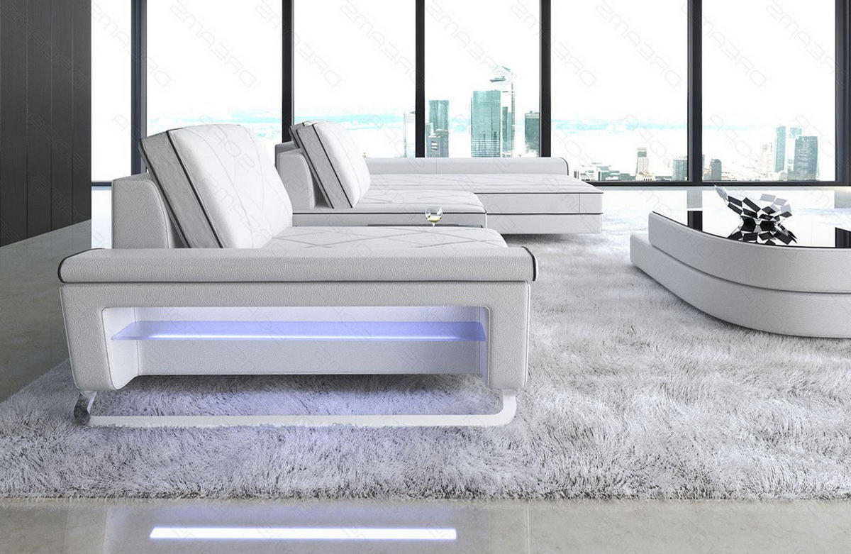 LEDERSOFA Bari L - Schwarz/Weiß, Leder (369/197cm) - Sofa Dreams