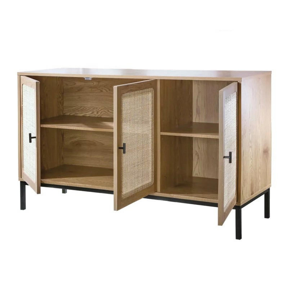 SIDEBOARD mit 3 Türen aus Rattan - L120 cm - Apfelbaumfarben, Holzwerkstoff (40/72/120cm) - Calicosy
