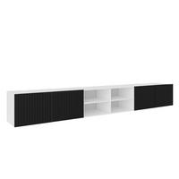 TV-SCHRANK Weiß Schwarz RIO Offene Mit Regalen Gerillt 300 cm - Schwarz/Weiß, Holzwerkstoff (300/41/40cm) - Sepro Meble
