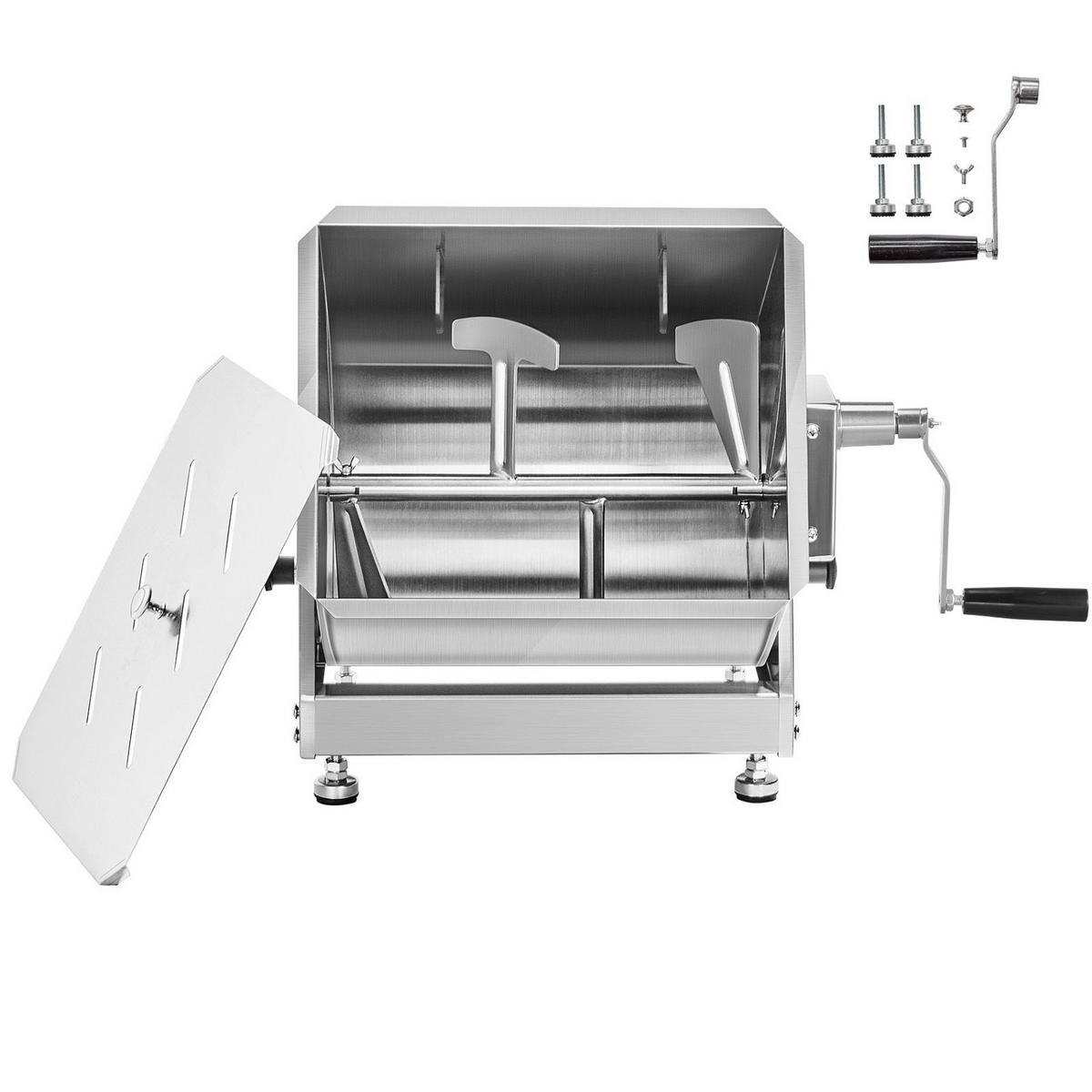 FLEISCHWOLF Manueller 20L, Hackfleischmischer Edelstahl, Gewerbliche Nutzung - Silberfarben, Metall (31.01/45/51cm) - Rolipo