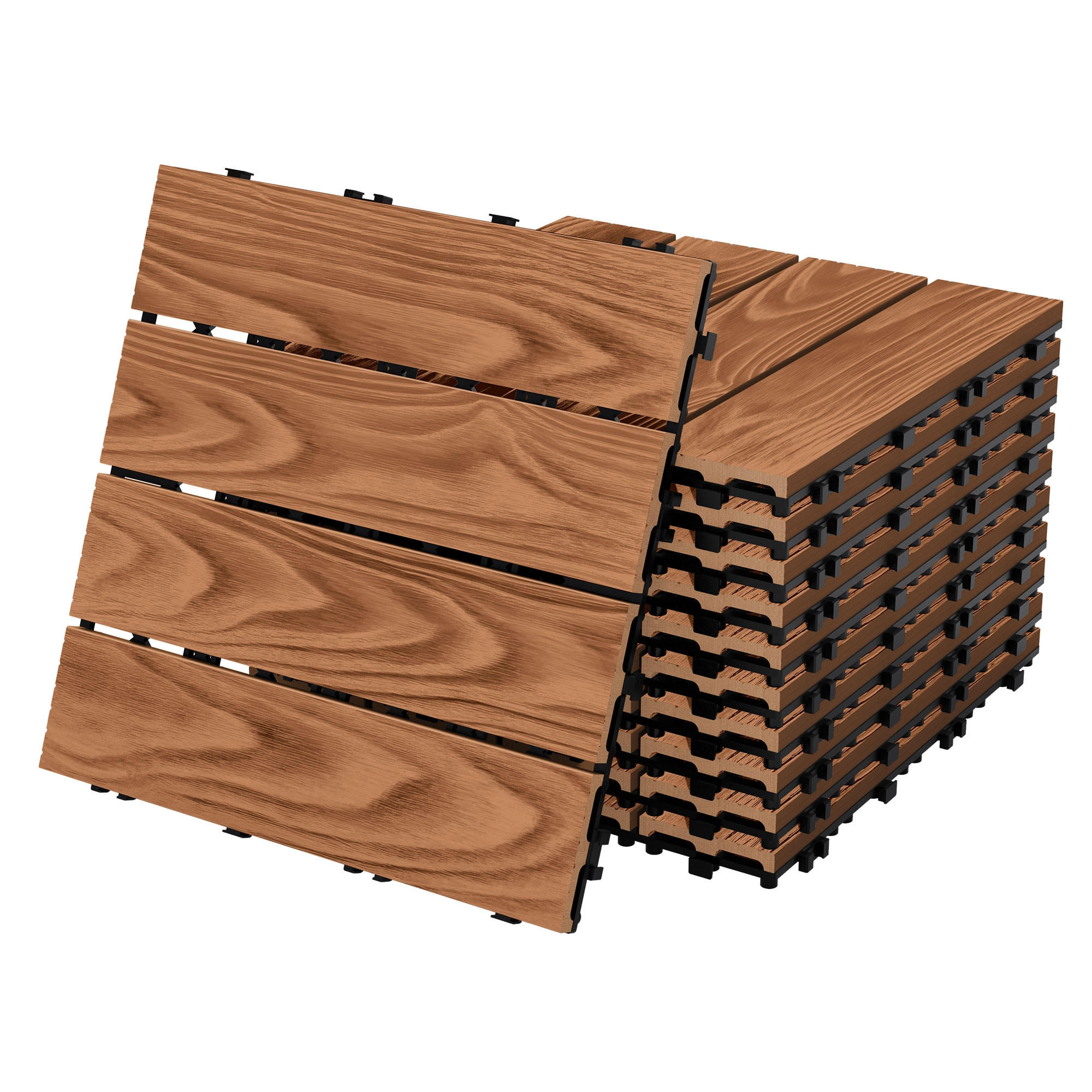 TERRASSENFLIESE Hellbraun 22 Stück - Hellbraun, Holzwerkstoff (30/30/2.1cm) - ML-DESIGN