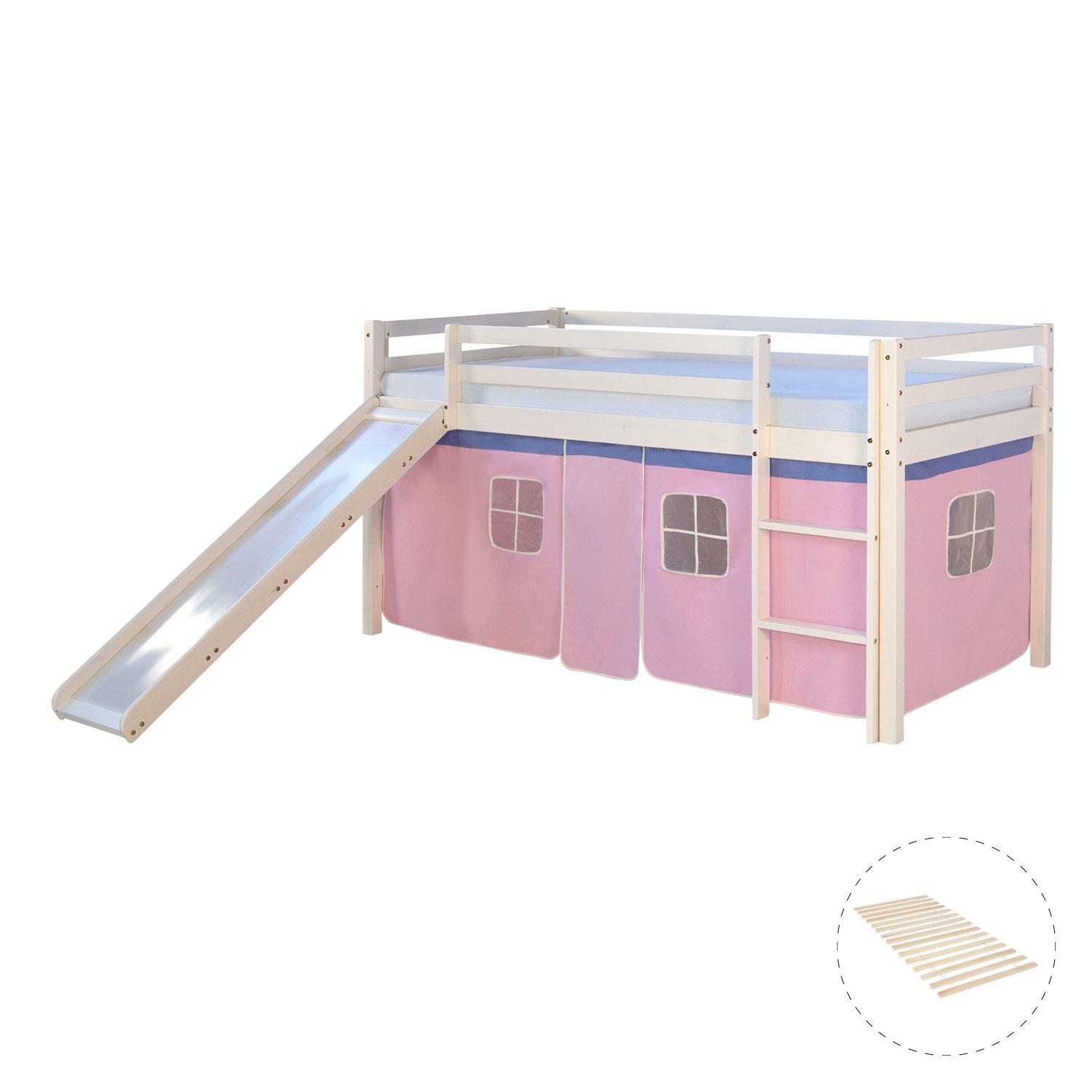 HOCHBETT 90/200 cm mit Lattenrost ROSA - Weiß/Rosa, Holz - Homestyle4u