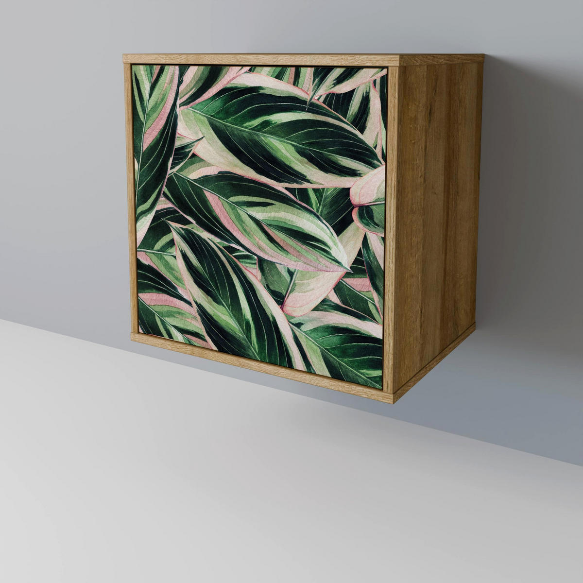 SIDEBOARD EERIE STROMANTHE, Eichefarben, 57,5x42x72,5 cm, Schwarze Metallfüße - Eichefarben/Multicolor, Holzwerkstoff/Metall (57.5/72.5/42cm) - SpaceRebels