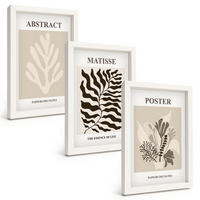 BILDER SET 3er Set - 20x30 cm Weißer Rahmen - Beige-braune Pflanzenmuster - Weiß, Kunststoff (20/30cm) - TULUP