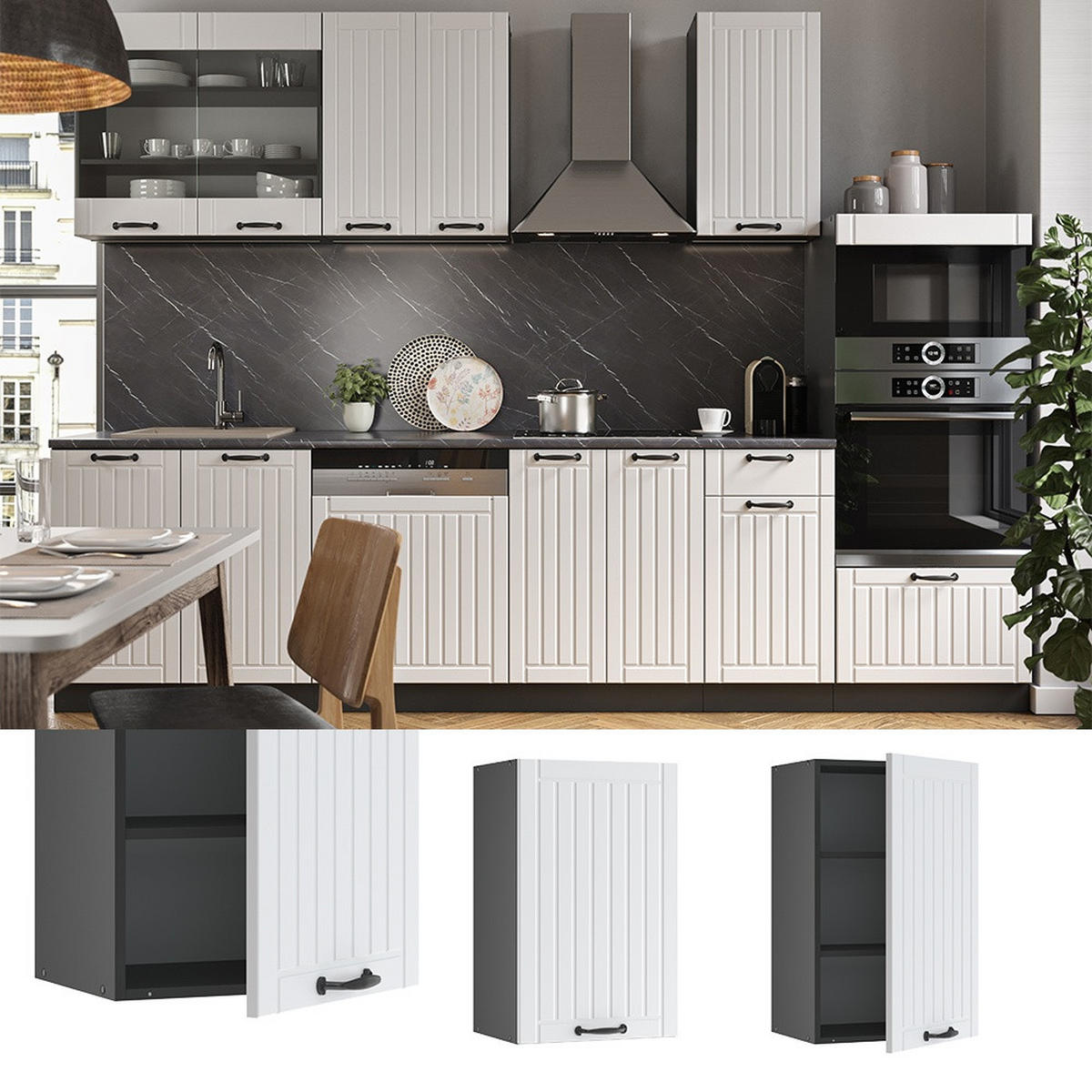 HÄNGESCHRANK Fame-Line Weiß Landhaus 45 cm - Anthrazit/Weiß, Holzwerkstoff (45/72/34.1cm) - Vicco