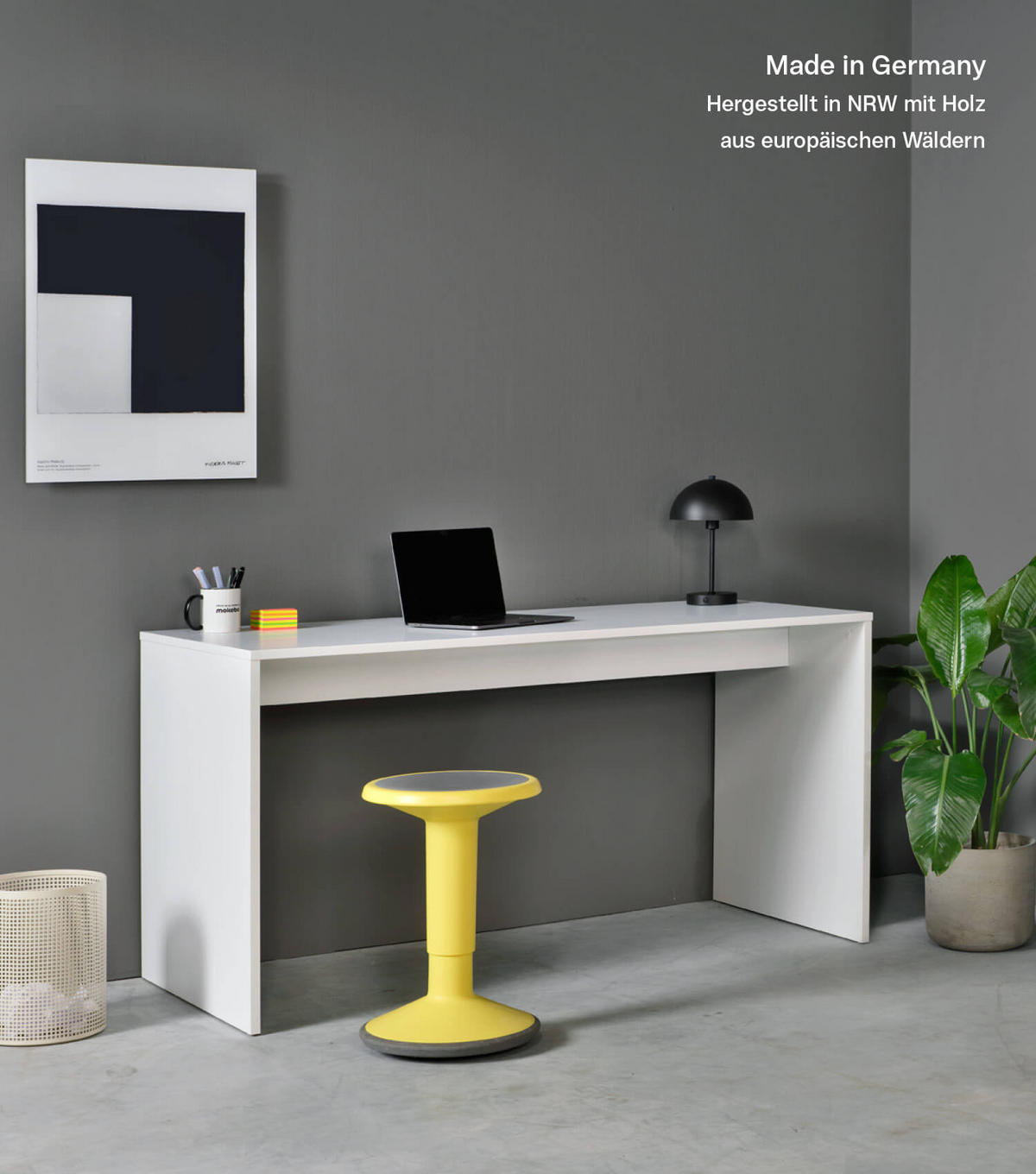 SCHREIBTISCH Der Produktive - Weiß, Holzwerkstoff (60/140/77cm) - Mokebo