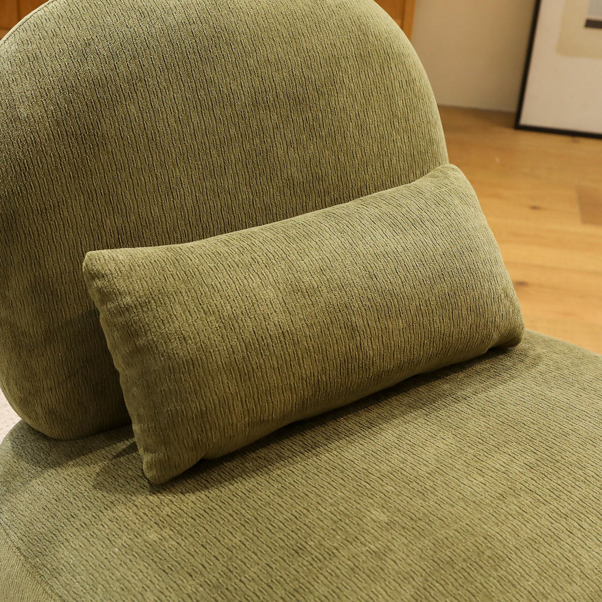 SESSEL stoff grün armlehnenlos modern holzbeine - Grün, Textil (86.9/69.9/72.1cm) - Urban Meuble