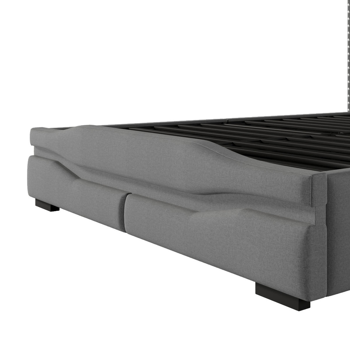 POLSTERBETT 140/200 cm aus Leinen und MDF mit LED-Beleuchtung, Grau - Grau, Textil (140/200cm) - OKMYHOME