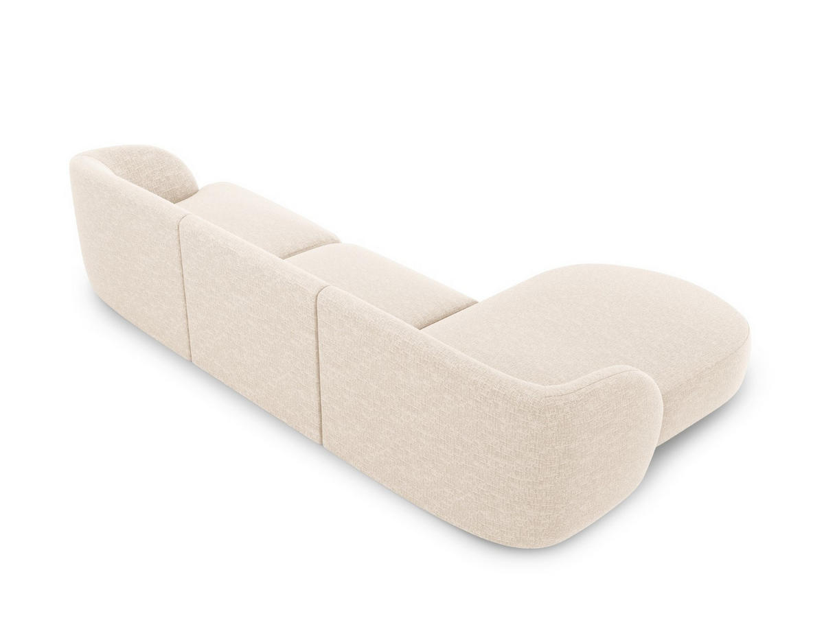 ECKSOFA links Miley aus Chenille-Stoff leichtes beige 4 Sitzplätze - Creme, Textil (156/255cm) - Micadoni