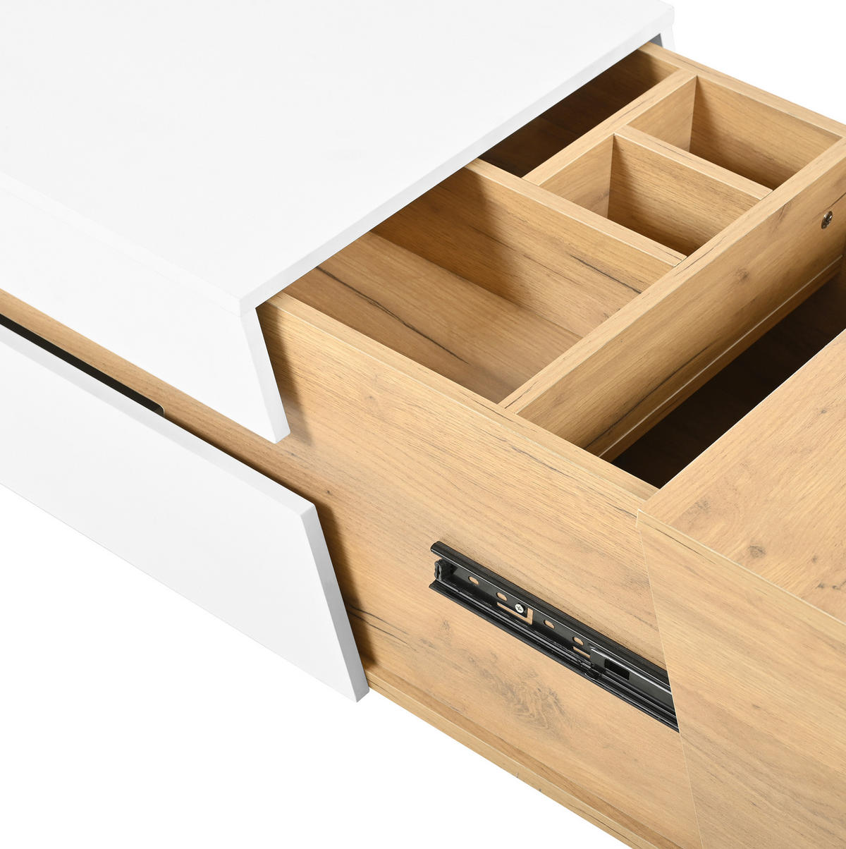 COUCHTISCH 120/50/37.5 cm in Weiß/Holzoptik aus MDF mit Schiebefunktion - Naturfarben, Holzwerkstoff (120/50/37.5cm) - OKMYHOME