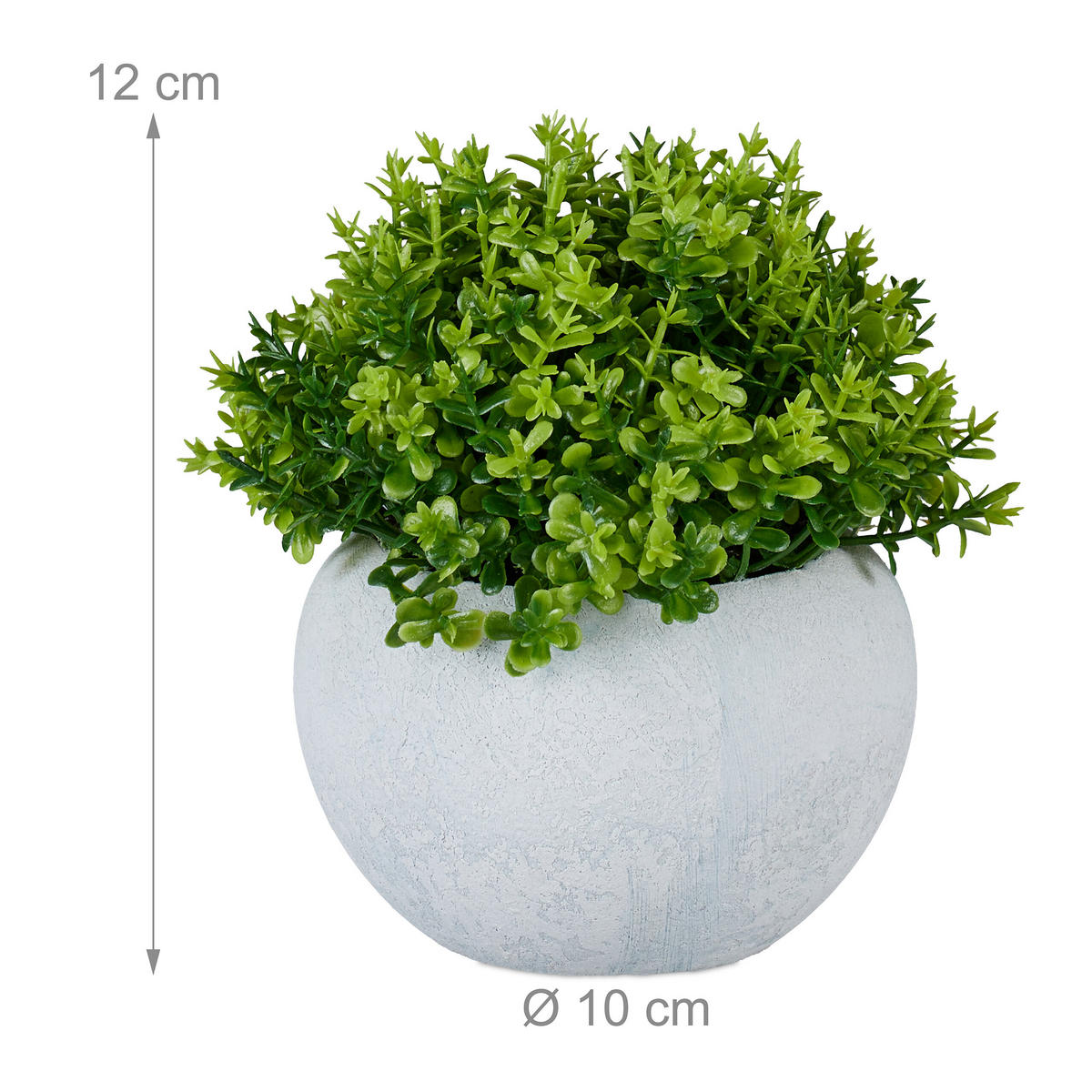 3XKUNSTPFLANZEN - Multicolor/Grau, Kunststoff/Stein (12cm) - Relaxdays