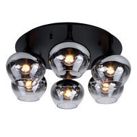 DECKENLEUCHTE Metall Schwarz Rauchglas - Schwarz, Glas (65/65/22.5cm) - Globo Lighting