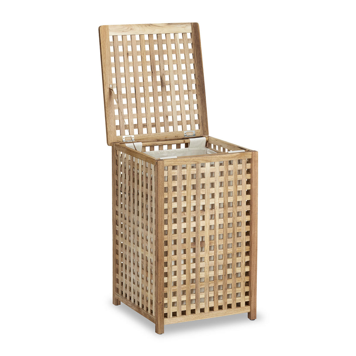WÄSCHESAMMLER - Hellbraun, Holz/Textil (45.7/67.5/45.7cm) - Relaxdays